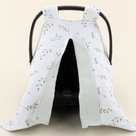 Resim Puset Örtüsü - Çift Taraflı - Açık Yeşil Petek - Yapraklar 