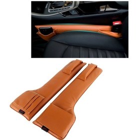 Resim Bir Çift Evrensel Araba Koltuk Catcher Gap Konsolu Dolgu Koltuk Yan Cep Organizatör Catcher Sızdırmaz Koltuk Crevice Saklama Torbaları Brown 