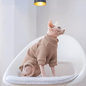 Resim Klasik Tüysüz Kedi Kazak, Rahat Her Mevsim Giyilebilir Sphynx Yüksek Yaka Taban Katmanı Evcil Hayvan Giysisi - Koyu Renk, Dayanıklı ve Esnek Saf 