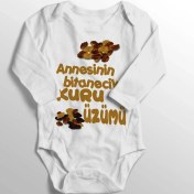 Resim Limon Unisex Bebek Beyaz Annesinin Bitanecik Kuru Üzümü Baskılı Zıbın 