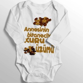 Resim Limon Unisex Bebek Beyaz Annesinin Bitanecik Kuru Üzümü Baskılı Zıbın 