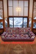 Resim mdhomecarpet Anadolu Desenli Şark Köşesi Yer Minderi Takımı –Süngersiz Kılıf Otantik ve Konforlu -70x190 5 Parça 
