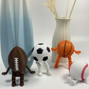 Resim 1 adet 3D Baskılı Spor Topu Figürü - Futbol, Beyzbol, Futbol ve Basketbol Tasarımı, Yaratıcı Plastik Oturan Heykel, Ev, Ofis, Araba, Parti Dekoru, Elektrik Gerektirmez, Spor Temalı Dekor | Eğlenceli Tasarım | Dayanıklı Plastik, Spor Odası Dekoru 