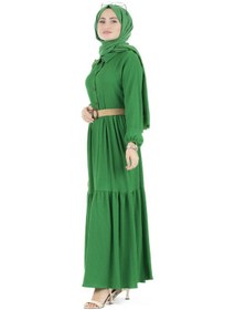 Resim Sevitli Hasır Kemerli Elbise-benetton Yeşili-1294-benetton Yeşil 