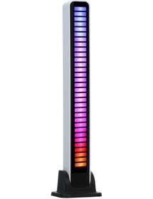 Resim Yunboo Rgb Işıklı Müzik Ritim Lambası, Mikrofonlu Ses Kontrol, 32 Led, 200mah Pil, 5v Usb Şarj, Dinamik Işık Efekti 