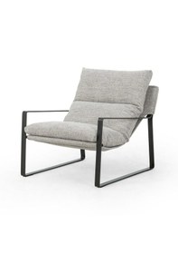 Resim Sller Portatif Metal İskeletli Berjer, Modern Metal İskeletli Portatif Tekli Koltuk Zarif Ekru 