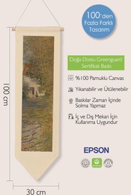 Resim Duvar Halısı Pinterest Oda Dekoru, Monet Sanat Serisi, 100cm Kanvas Flama Askılı Duvar Örtüsü NO:632 - Renkli - 10 / 30 x 100 