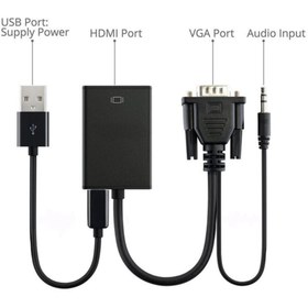 Resim VGA to HDMI Dönüştürücü + Ses + USB Power - 20cm 