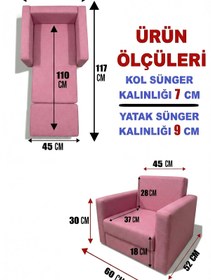 Resim LENSA HOME Çocuk Koltuğu Komple Sünger Katlanabilir Yataklı Minder Yatak (0-4 YAŞ) SOHO PEMBE 