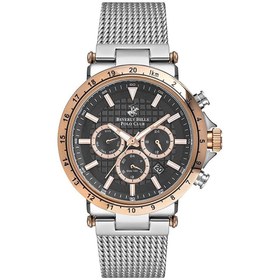 Resim Beverly Hills Polo Club BP3144X.560 Erkek Kol Saati | 44 mm Gümüş Hasır Kordon, Rose Gold Detaylar, 