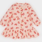 Resim DeFacto Kız Bebek Fiyonk Desenli Uzun Kollu Twill Elbise D9564A525SPPN212 Pembe 