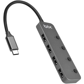 Resim Bix BX20HB Type-C to 4 Port USB 3.2 Hub Çoklayıcı Gri 