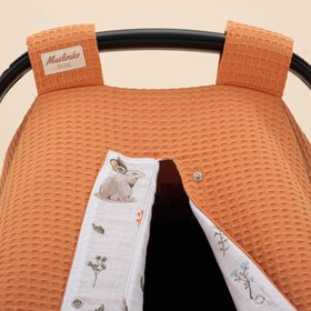 Resim Puset Örtüsü - Çift Taraflı - Turuncu Petek - Kahverengi Tavşan 