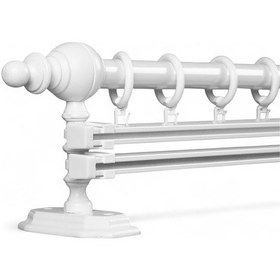 Resim Beyaz Çift Raylı Ahşap Rustik Perde Askısı - 200 CM 