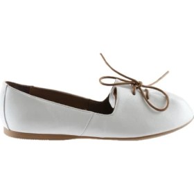 Resim Bueno Shoes Beyaz Deri Kadın Düz Babet 