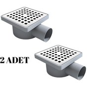 Resim 2 Adet 10 10 Yandan Çıkış Çap 50 Kare Krom Yer Süzgeci 