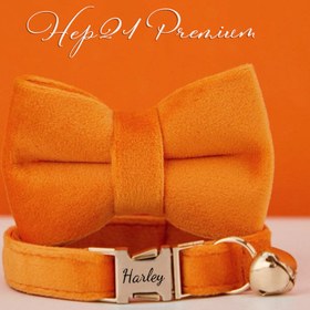 Resim Cat collar with bell bell cat collar bow tie 745094 - Orange Collar + Bow Tie / L 20-32cm 