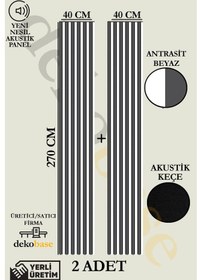 Resim Antrasit-beyaz 2 Adet 40x270 Cm Yeni Nesil Akustik Ahşap Duvar Paneli 