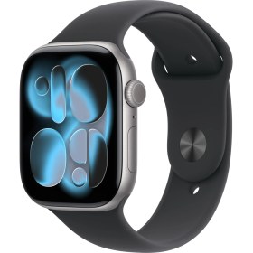 Resim Apple Watch Series 11 Gps, 42 mm uzay grisi Alüminyum kasa ve Siyah Spor kordon - m/l 