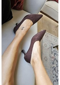Resim Ops 10 1899 Topukla Kadın Kadeh Topuklu Stiletto Kahve Süet 