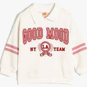 Resim Kız Bebek Uzun Kollu Pamuklu Şardonlu Polo Yaka Sweatshirt Şardonlu 