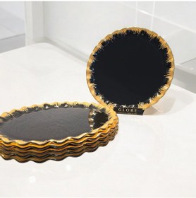 Resim Sudedi Home Alba Altın Yaldızlı Cam Servis Tabağı Takımı Altın - Siyah 