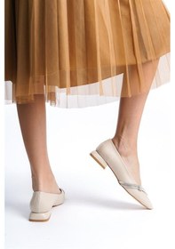 Resim Kadın Rake Krem 2.5 Cm Ökçeli Taşlı Detaylı Abiye Ve Günlik Ayakkabı Krem 