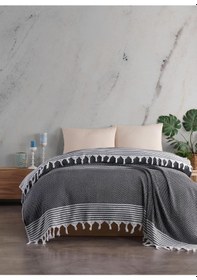 Resim Çift Kişilik Pike Antik Desen Laodikya 200x230 Cm, Siyah 