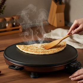 Resim Akel AT610 46 cm Bakır Elektrikli Katmer, Bazlama, Gözleme Sacı, Termostatlı, Büyük Boy, Eşit Isı Dağılımı 