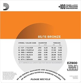Resim D'Addario EZ900 Extra Light 10-50 Akustik Gitar Teli 