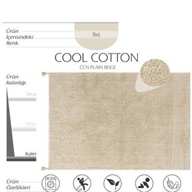 Resim Cool Halı Cool Cotton Ccn Plain Bej Makinede Yıkanabilir Kaymaz Taban Pamuk Dokuma Bebek Halısı Bej 