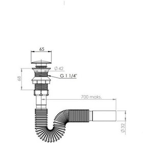 Resim Paslanmaz Stoplu Pop Up Bas Aç Körüklü Lavabo Sifonu Gri 