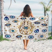 Resim Polyester Göz Desenli Plaj Havlusu - Ultra İnce Örme Kumaş, 250gsm, Karikatür Temalı Çağdaş Tarz, Dikdörtgen Şekil, Hızlı Kuruyan Yüzme ve Seyahat Havlusu Erkekler ve Kadınlar İçin, Plaj, Havuz, Yoga, Kamp İçin İdeal 
