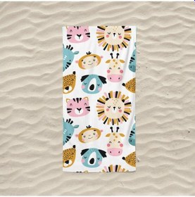 Resim Marte Home Renkli Hayvanlar Çocuk Plaj Havlusu 