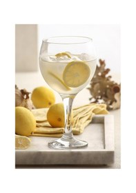 Resim LAV Misket Cam Goblet 6'lı 365 ml Ayaklı (Şarap Kadehi , Kokteyl Bardağı) 