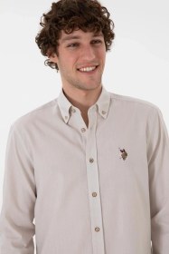 Resim U.s. Polo Erkek Dokuma Gömlek 2082553 Taş Rengi 