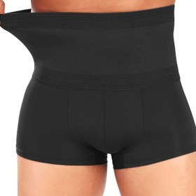 Resim Erkekler için Yüksek Bel İnceltici Şekillendirici Şortlar - Nefes Alabilir, Karın Kontrollü Boksör Külotları Spor & Fitness için 