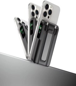 Resim 10000mah 22.5w Type-c Lightning Kablolu/kablosuz Standlı Telefon/saat Şarj Lcd Magsafe Powerbank Black 