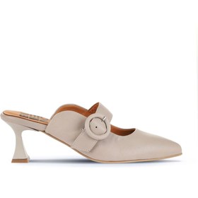 Resim Bueno Shoes Gri Deri Kadın Topuklu Terlik 01wa1301 