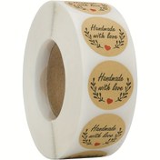 Resim 500 Adet El Yapımı Sevgi Etiketleri - 2.54 cm Yuvarlak Kendinden Yapışkanlı Vellum Mühür Etiketleri Kalp ve Çelenk Tasarımıyla Scrapbooking, Günlükler ve Hediye Paketleme için - Parlak Kaplama, Tek Kullanımlık El Sanatları Etiketleri 