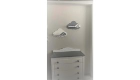 Resim Emta 2 Li Beyaz Gri Bulut Raf Cocuk Odası Akseuar Dekorasyon 