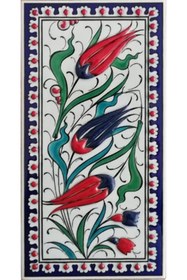 Resim Armada Çini 10x20 cm Ed 216 Kobalt Üç Lale El Dekoru Çini Karo 