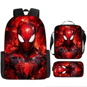 Resim 3 Parça Marvel Spider-Man Sırt Çantası Seti, Crossbody Çanta, Kalem Kutusu, Kırtasiye Çantası, Günlük Kullanım Çantası, Bilgisayar ve Tablet Taşıma Çantası, Seyahat Çantası, Spider-Man Hediyesi, Her Duruma Uygun 