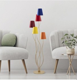 Resim Bonıbon Abajur Başlıklı 5'li Lambader Renkli 