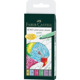 Resim Faber-Castell Pitt Çizim Kalemi Fırça Uç "Pastel Renkler" 6lı poşet 