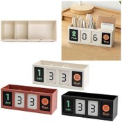 Resim Ganzhoushop Masa Düzenleyici Kalemlik Aylık Takvimli, 3 Bölmeli Büyük Kapasiteli Ofis Masası Depolama Tutucusu Beyazkırmızı 