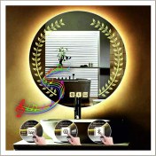 Resim Dnr-Mirror60 Cm Günışığı Ledli Tasarım Kumlamalı Dokunmatik Bluetoothlu Buğu Önleyicili Makyaj Banyo Aynası 