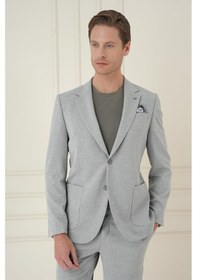 Resim Efor Comfort Fit Mono Yaka Çift Yırtmaç Torba Cep Casual Gri Ceket C 698 Gri 
