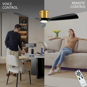 Resim 52” Akıllı Tavan Vantilatörü, LED Işıklı, Sessiz Dc Motor, Wi-Fi & Uygulama Kontrollü 