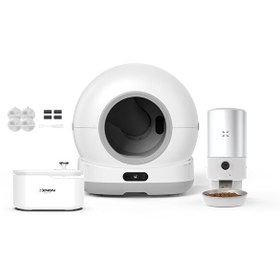 Resim Xenon Smart Akıllı Kamerasız Kedi Tuvaleti Çelik Kaseli 5 LT Mama Kabı Işıklı Su Pınarı ve Filtre 4'lü Pet Seti 